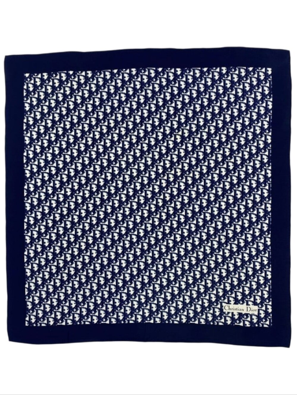BNIB CHRISTAIN DIOR TROTTER 100% SILK SCARF BLUE Navy MITZAh Oblique